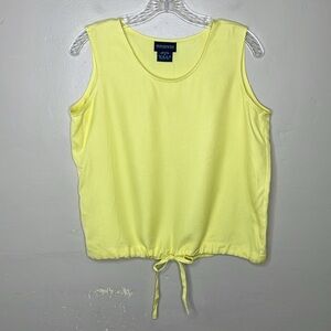 BRIDGETOWN COLLECTION Yellow Sleeveless SILK Top Popover Drawstring Waist NWT